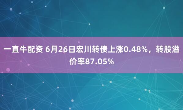一直牛配资 6月26日宏川转债上涨0.48%，转股溢价率87.05%