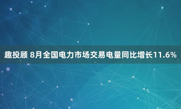 趣投顾 8月全国电力市场交易电量同比增长11.6%